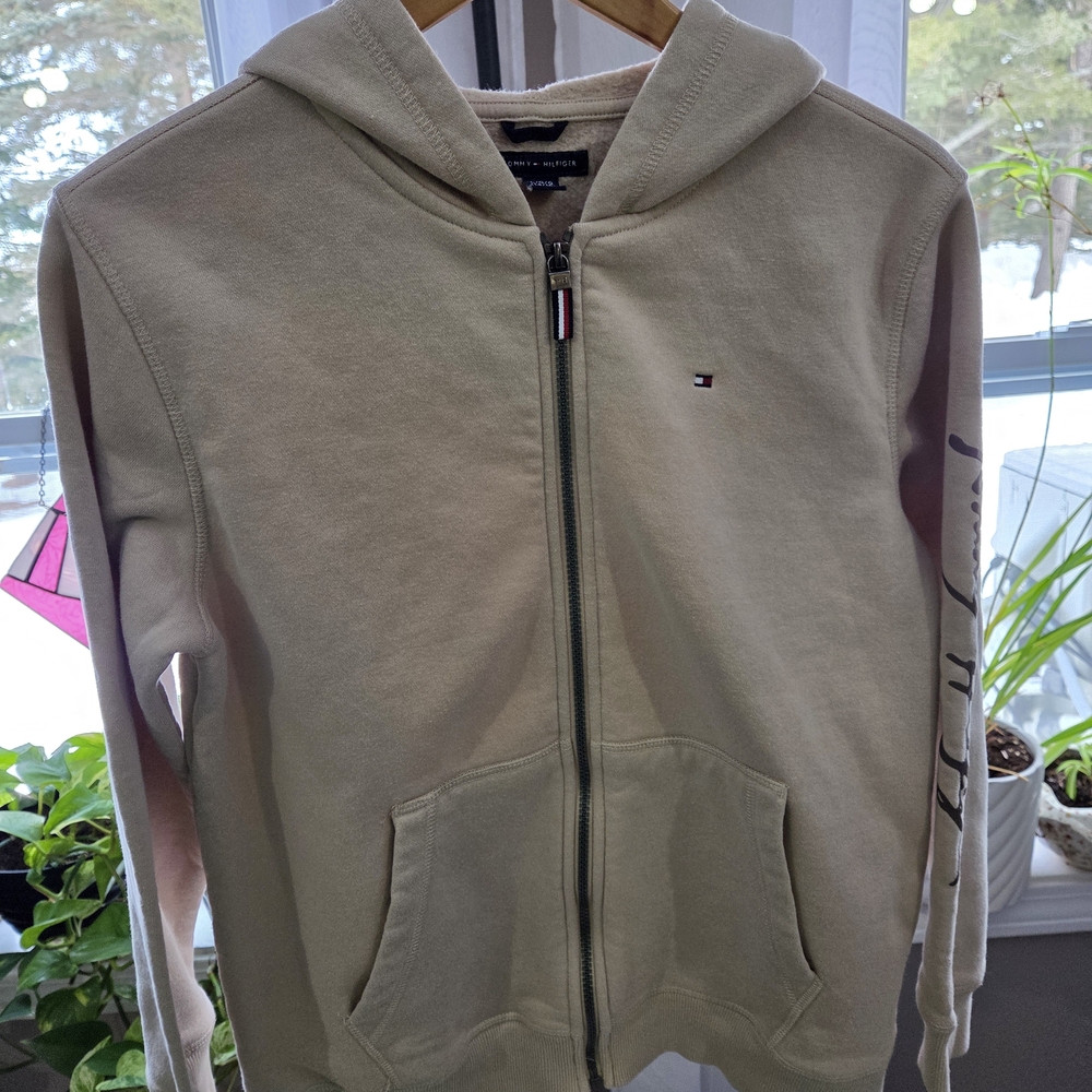Tommy Hilfiger Cream Zip-Up Hoodie